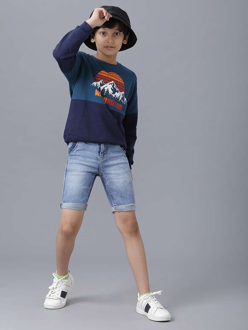 boys solid mid rise denim shorts - 22289158 -  Standard Image - 3