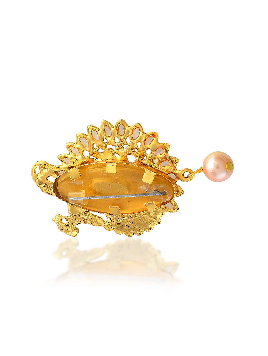 brass gold plated pearl cz shaped sareepin brooch - 22289184 -  Standard Image - 3