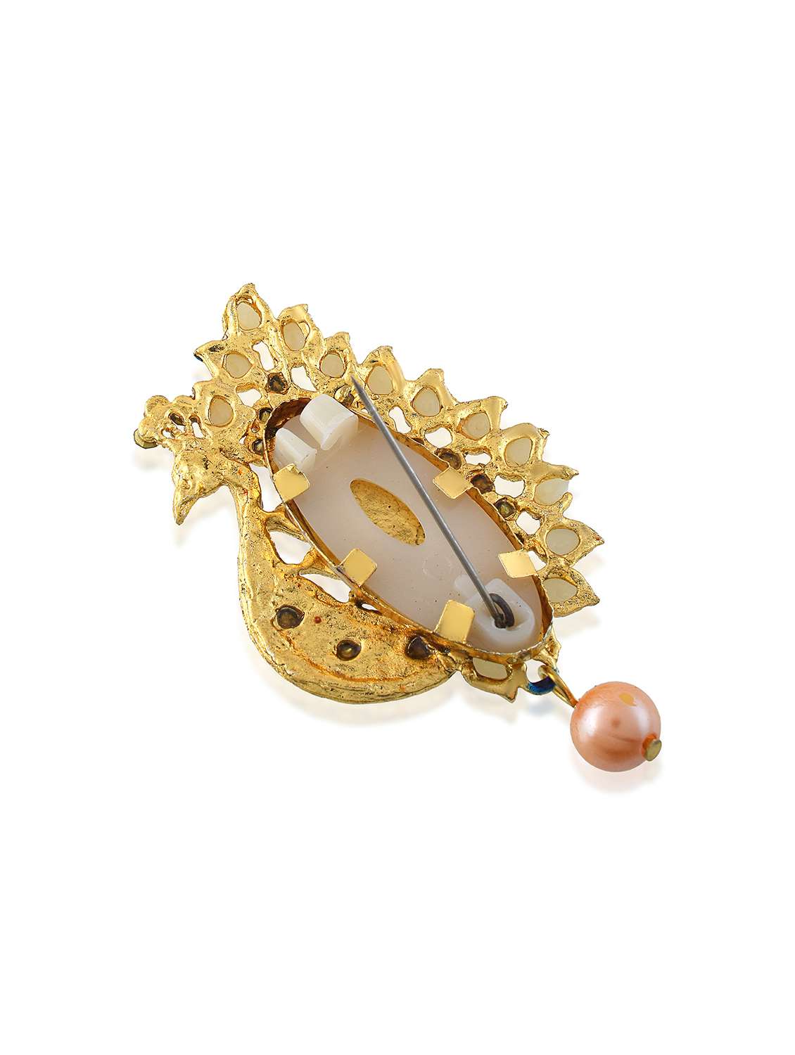 brass gold plated pearl cz shaped sareepin brooch - 22289185 -  Standard Image - 3