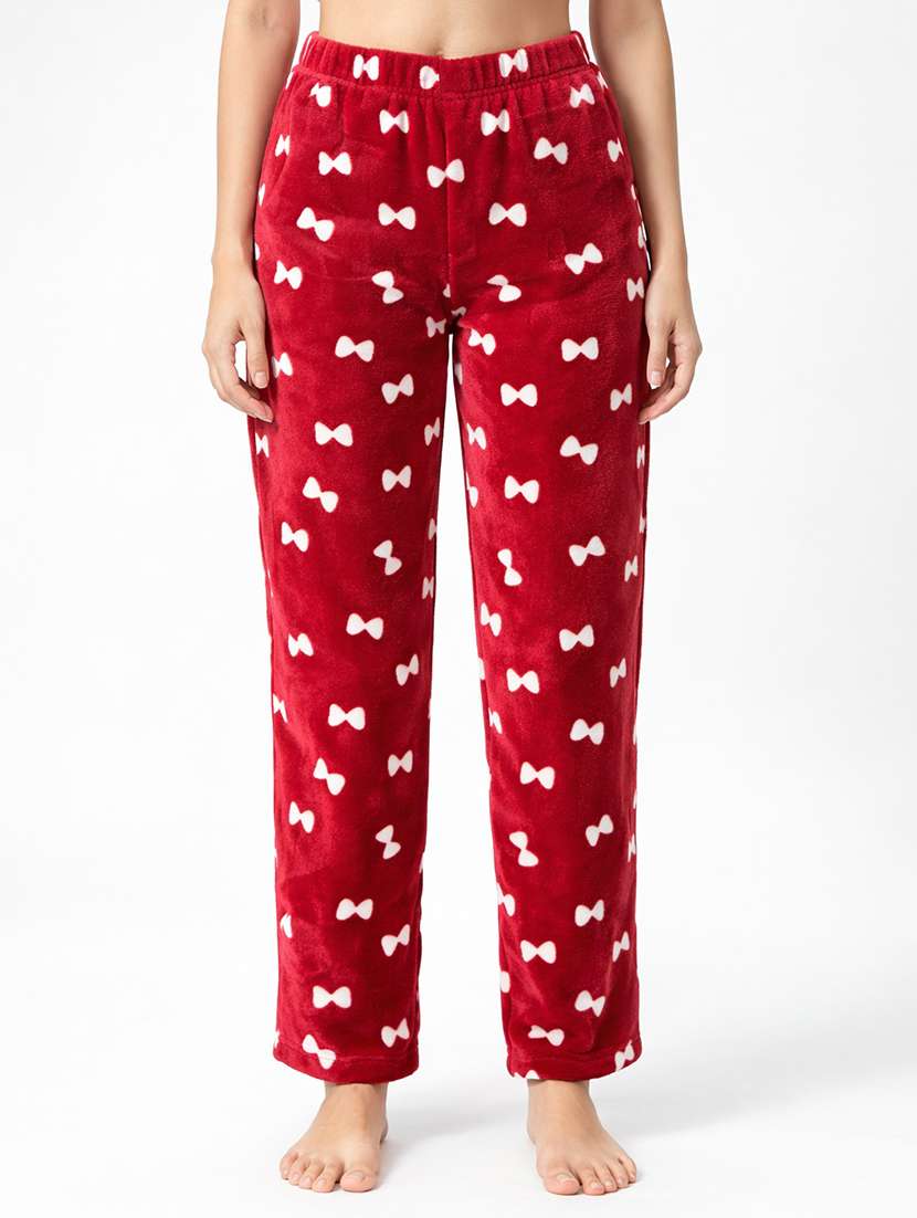 women printed mid rise woolen pajama