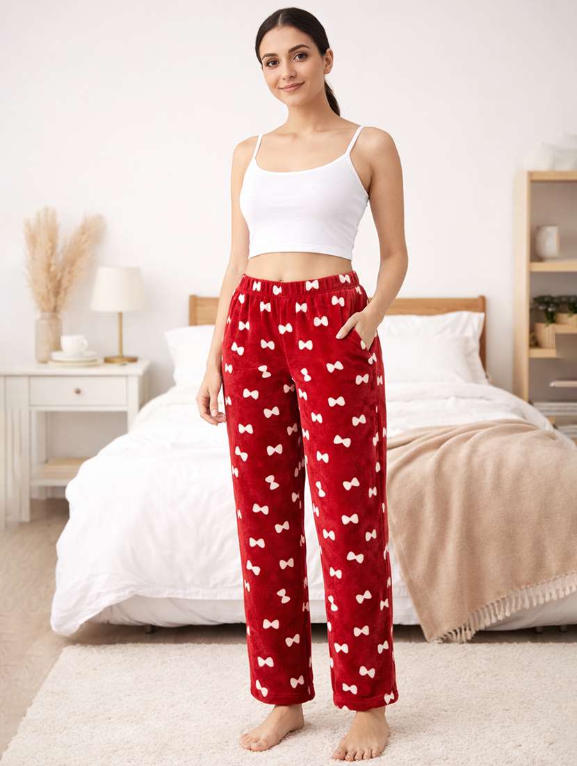 women printed mid rise woolen pajama - 22289189 -  Standard Image - 3