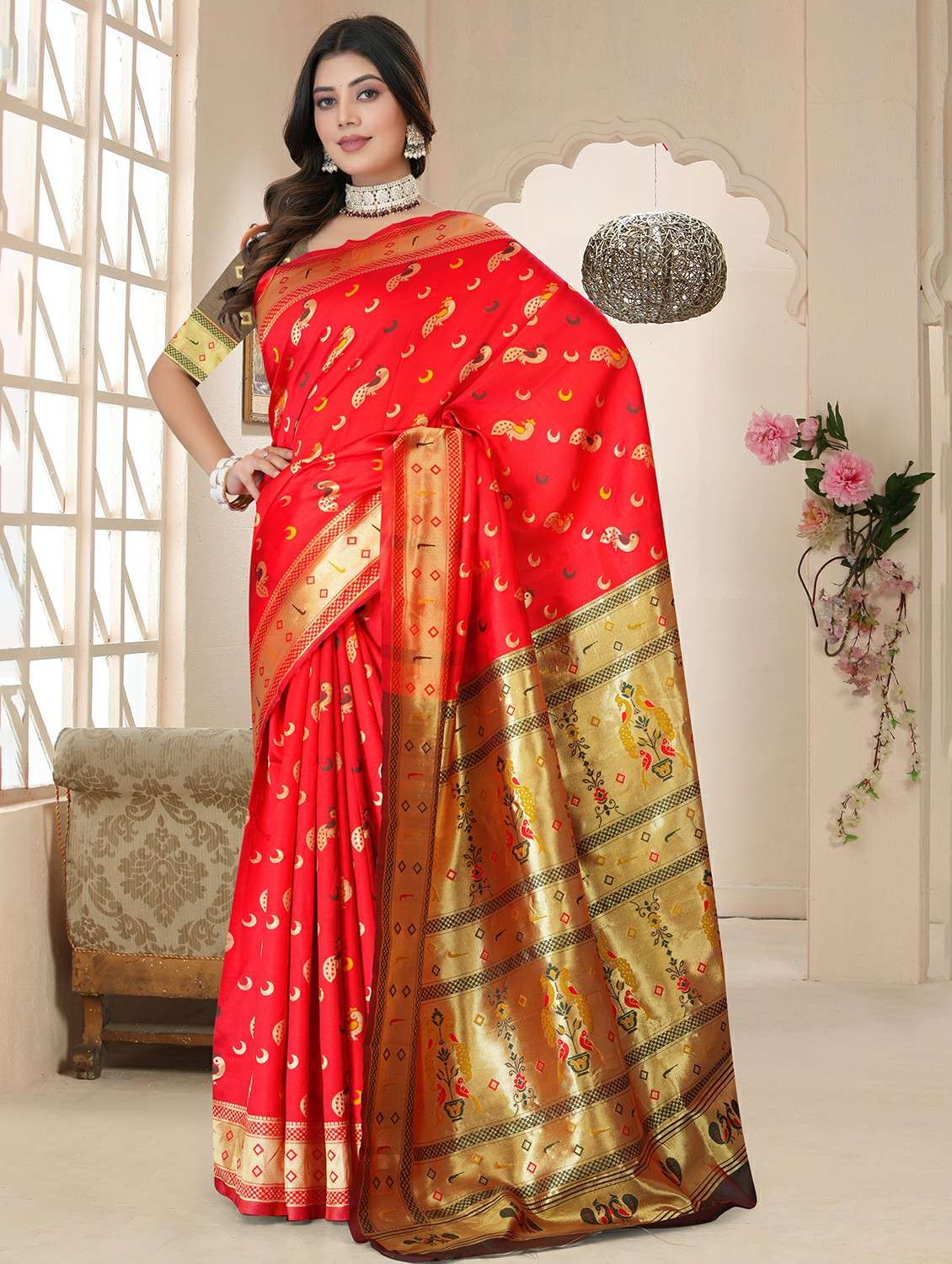 women self design banarasi saree with blouse