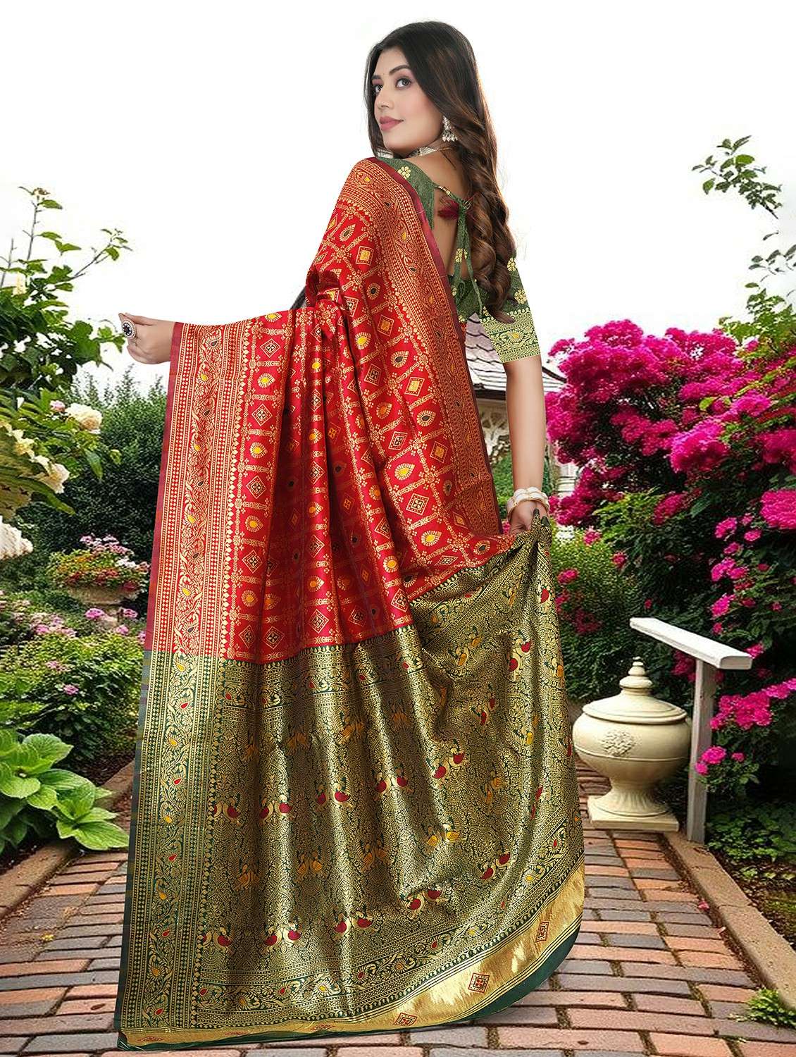 women self design banarasi saree with blouse - 22289193 -  Standard Image - 3