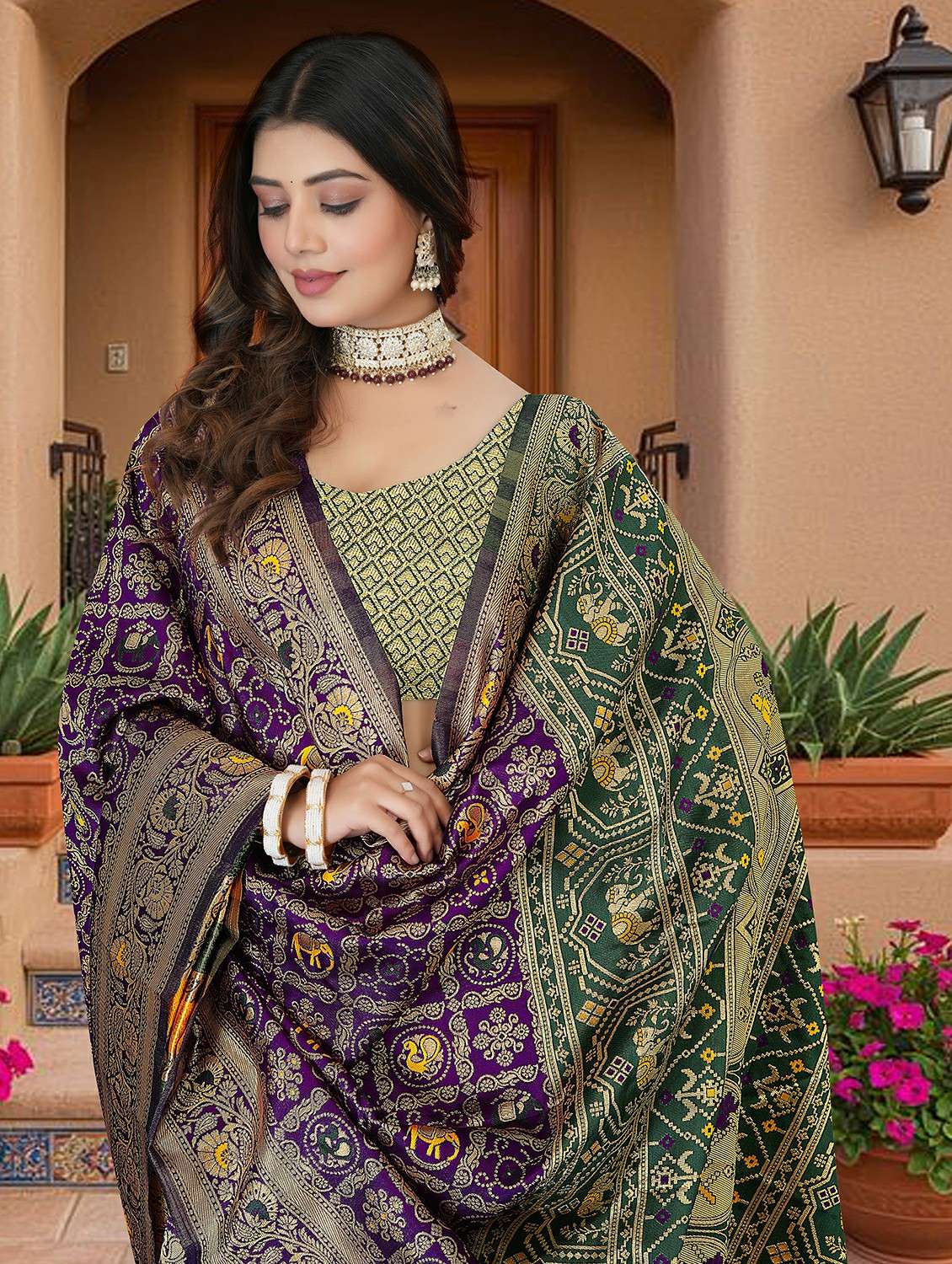 women self design banarasi saree with blouse - 22289197 -  Standard Image - 3