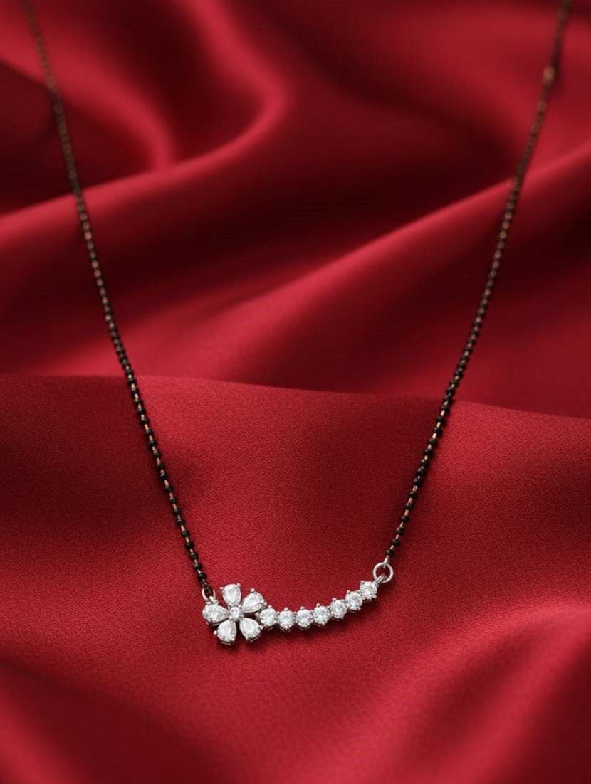 women artificial stones studded and beaded mangalsutra