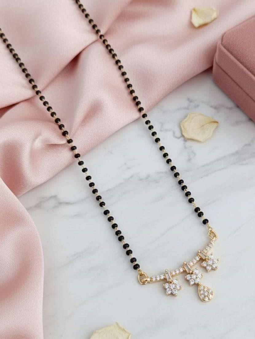 women artificial stones studded and beaded mangalsutra