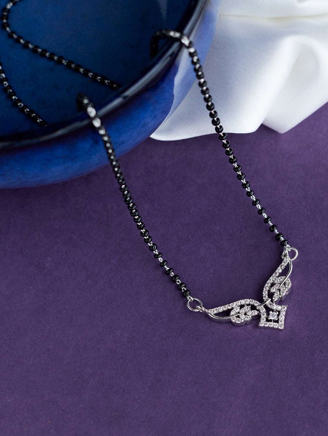 women artificial stones studded and beaded mangalsutra