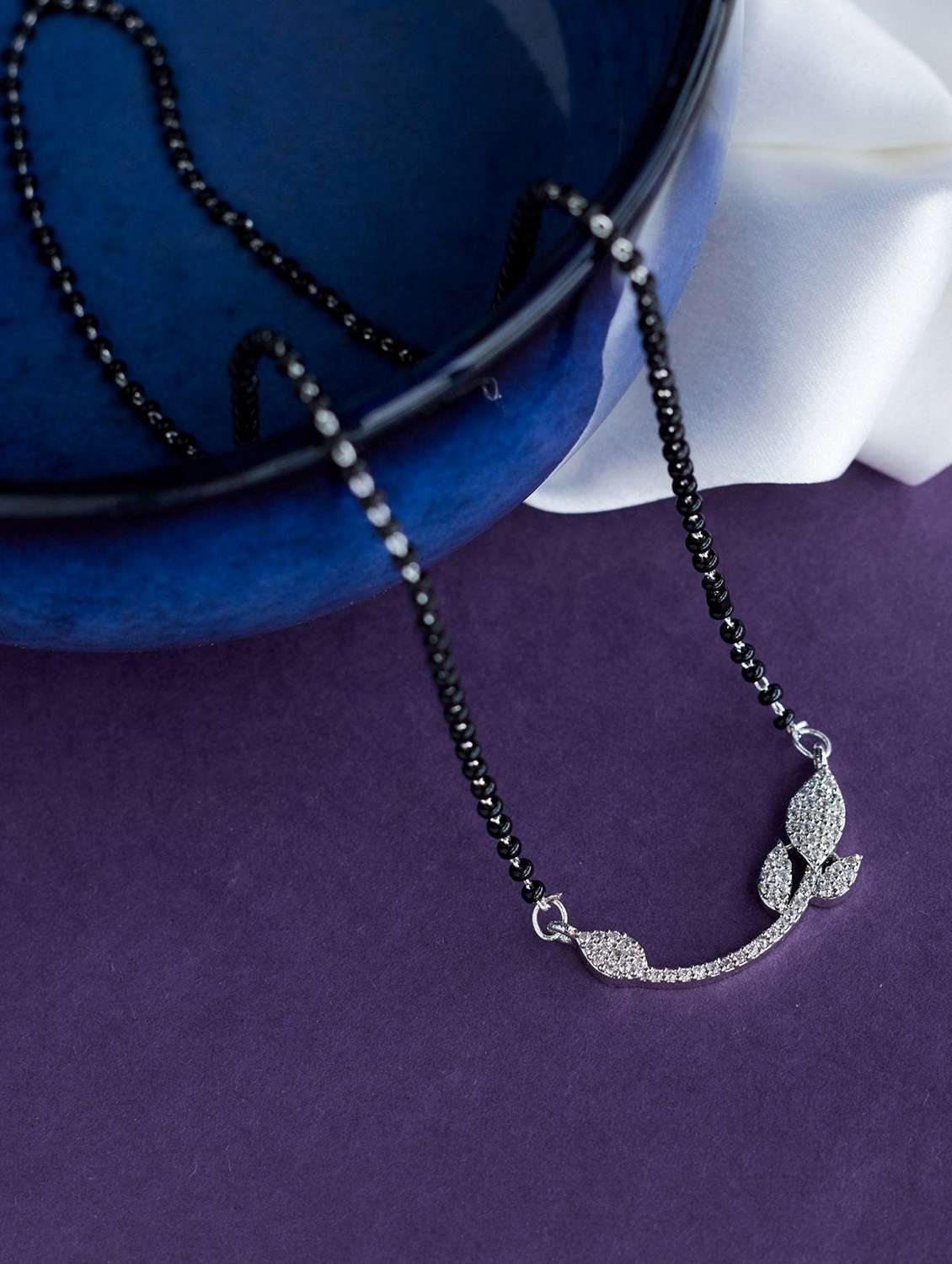 women artificial stones studded and beaded mangalsutra