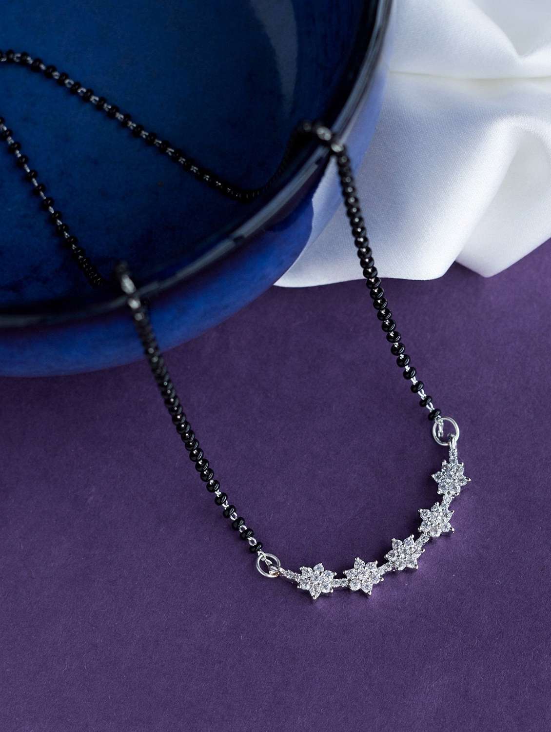 women artificial stones studded and beaded mangalsutra