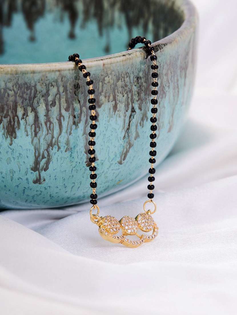 women artificial stones studded and beaded mangalsutra
