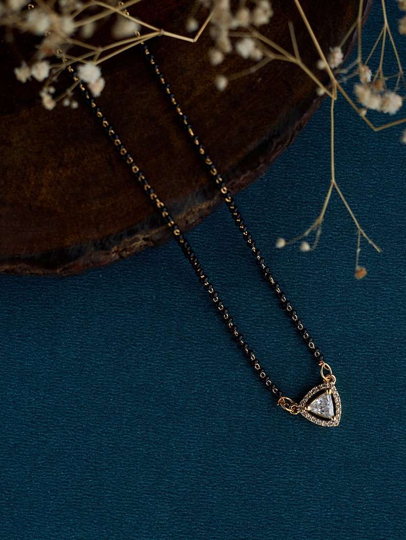 women artificial stones studded and beaded mangalsutra