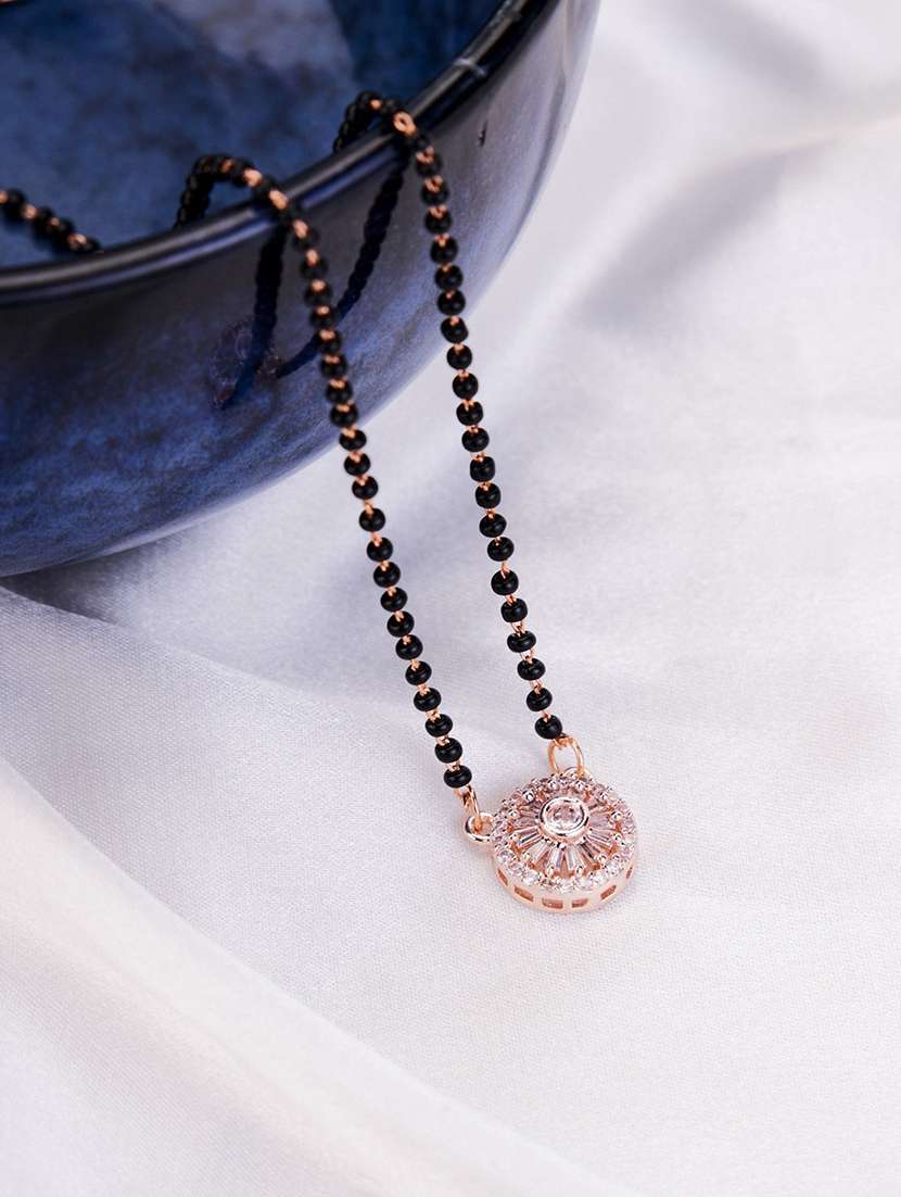 women artificial stones studded and beaded mangalsutra