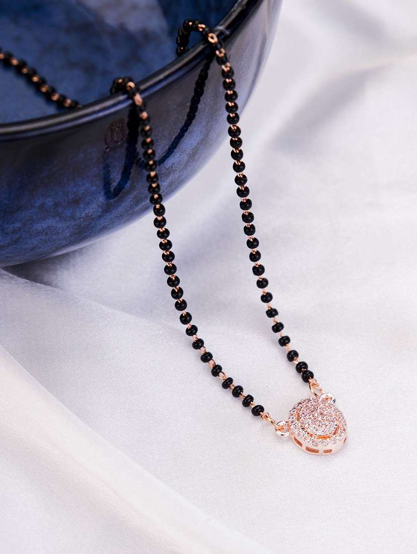 women artificial stones studded and beaded mangalsutra