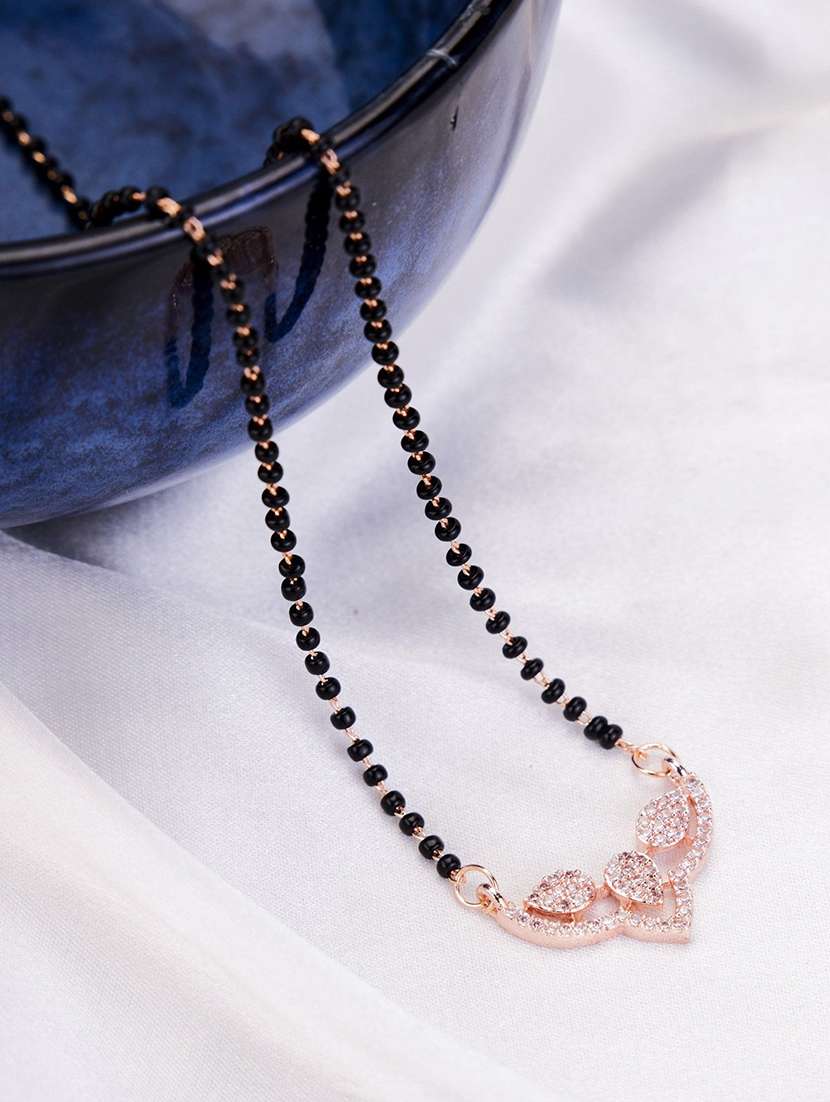 women artificial stones studded and beaded mangalsutra