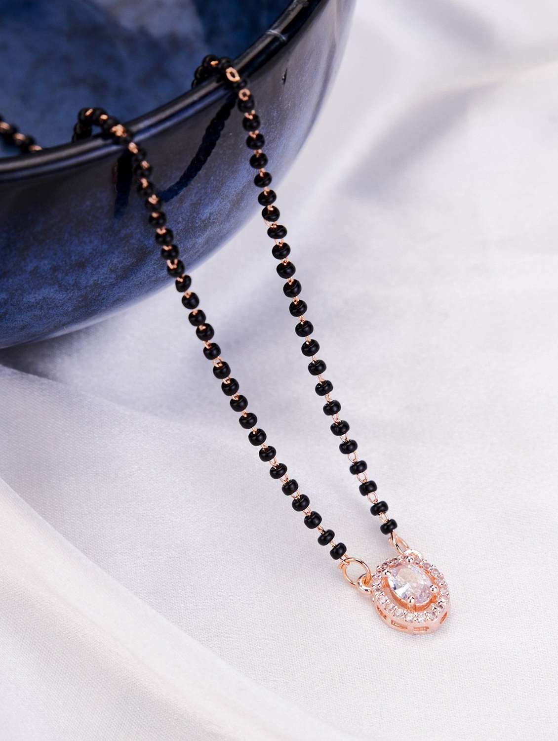 women artificial stones studded and beaded mangalsutra