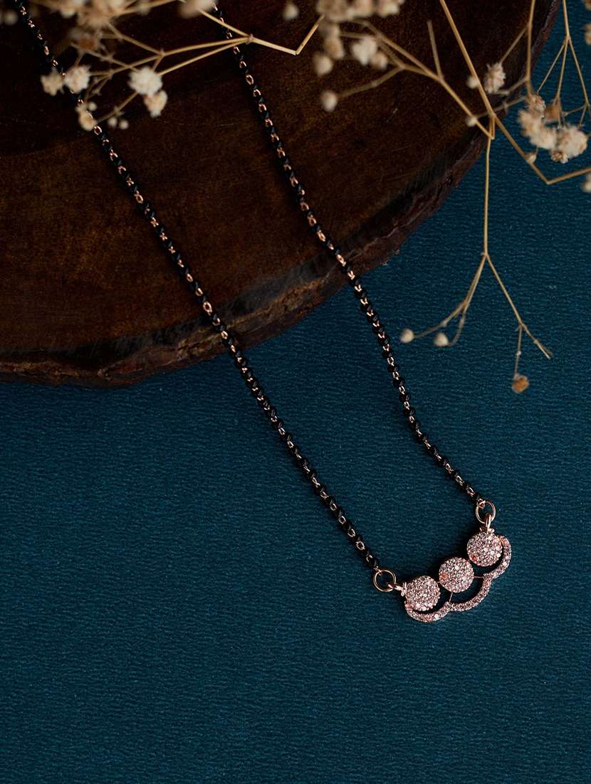 women artificial stones studded and beaded mangalsutra