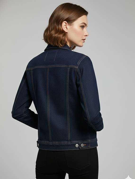 women solid long sleeve denim jacket - 22289315 -  Standard Image - 3