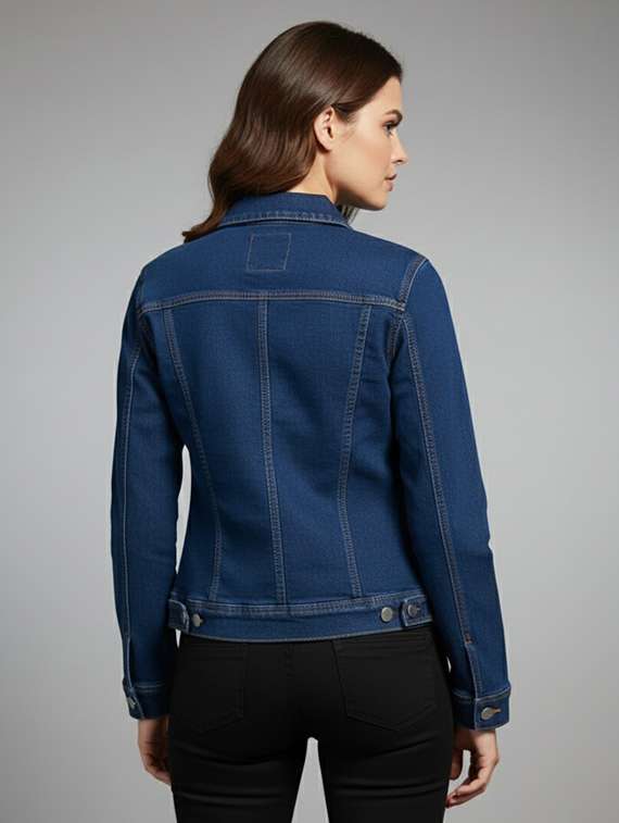 women solid long sleeve denim jacket - 22289317 -  Standard Image - 3