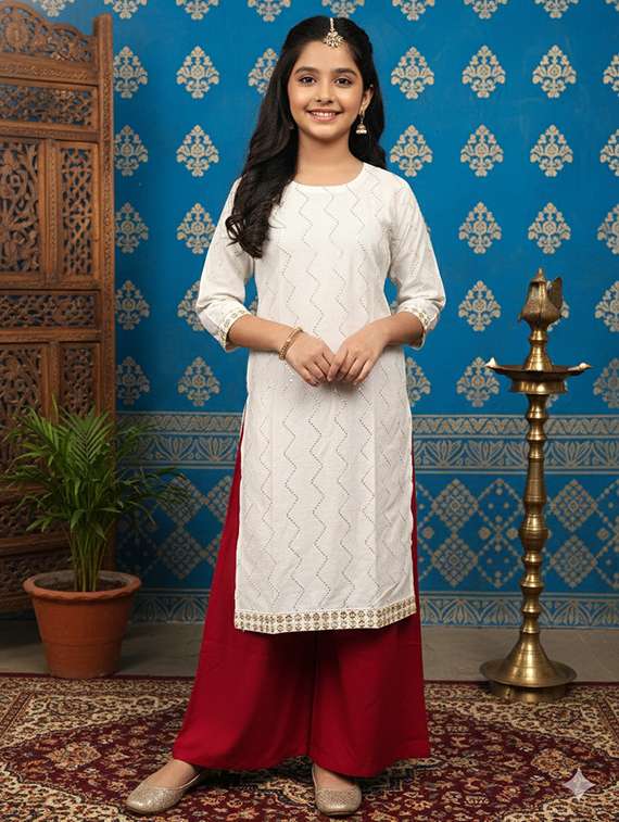 women three quarter sleeve straight kurta