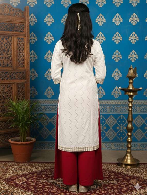 women three quarter sleeve straight kurta - 22289326 -  Standard Image - 3
