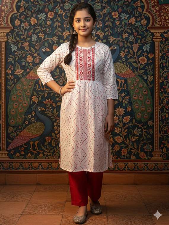 women three quarter sleeve straight kurta