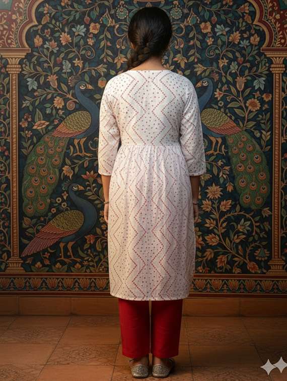 women three quarter sleeve straight kurta - 22289327 -  Standard Image - 3