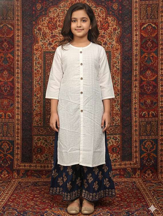 women three quarter sleeve straight kurta