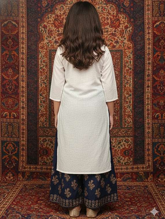 Women Three Quarter Sleeve Straight Kurta - 22289328 -  Standard Image - 3