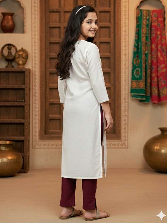 women three quarter sleeve straight kurta - 22289331 -  Standard Image - 3