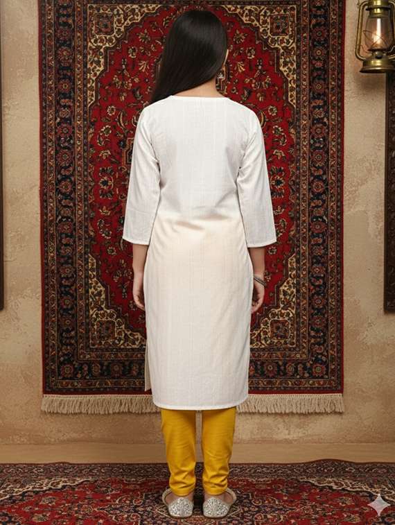 women three quarter sleeve straight kurta - 22289337 -  Standard Image - 3