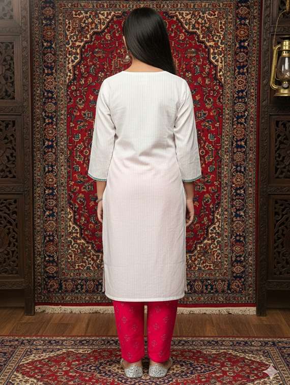 girls three quarter sleeve straight kurta - 22289340 -  Standard Image - 3