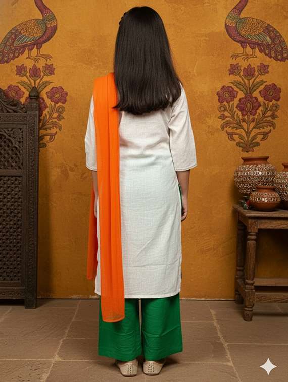 girls three quarter sleeve straight kurta - 22289349 -  Standard Image - 3