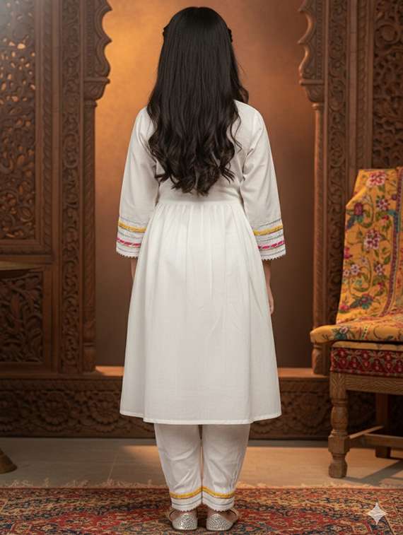 girls three quarter sleeve kurta and salwar set  - 22289351 -  Standard Image - 3