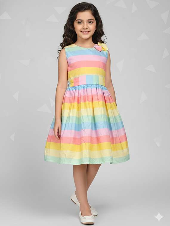 girls color blocked sleeveless frock