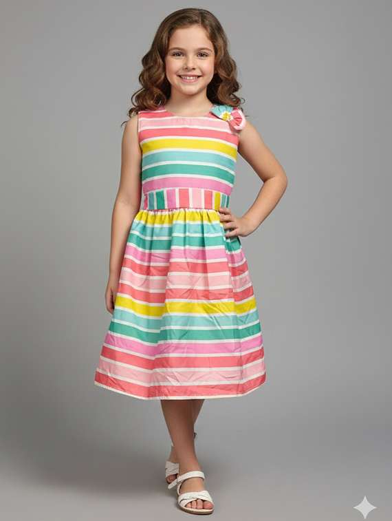 girls color blocked sleeveless frock