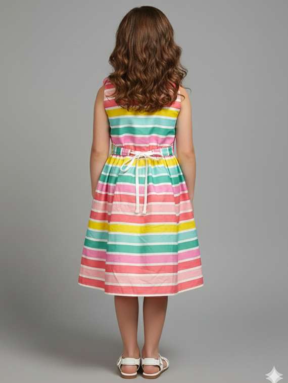 girls color blocked sleeveless frock - 22289353 -  Standard Image - 3