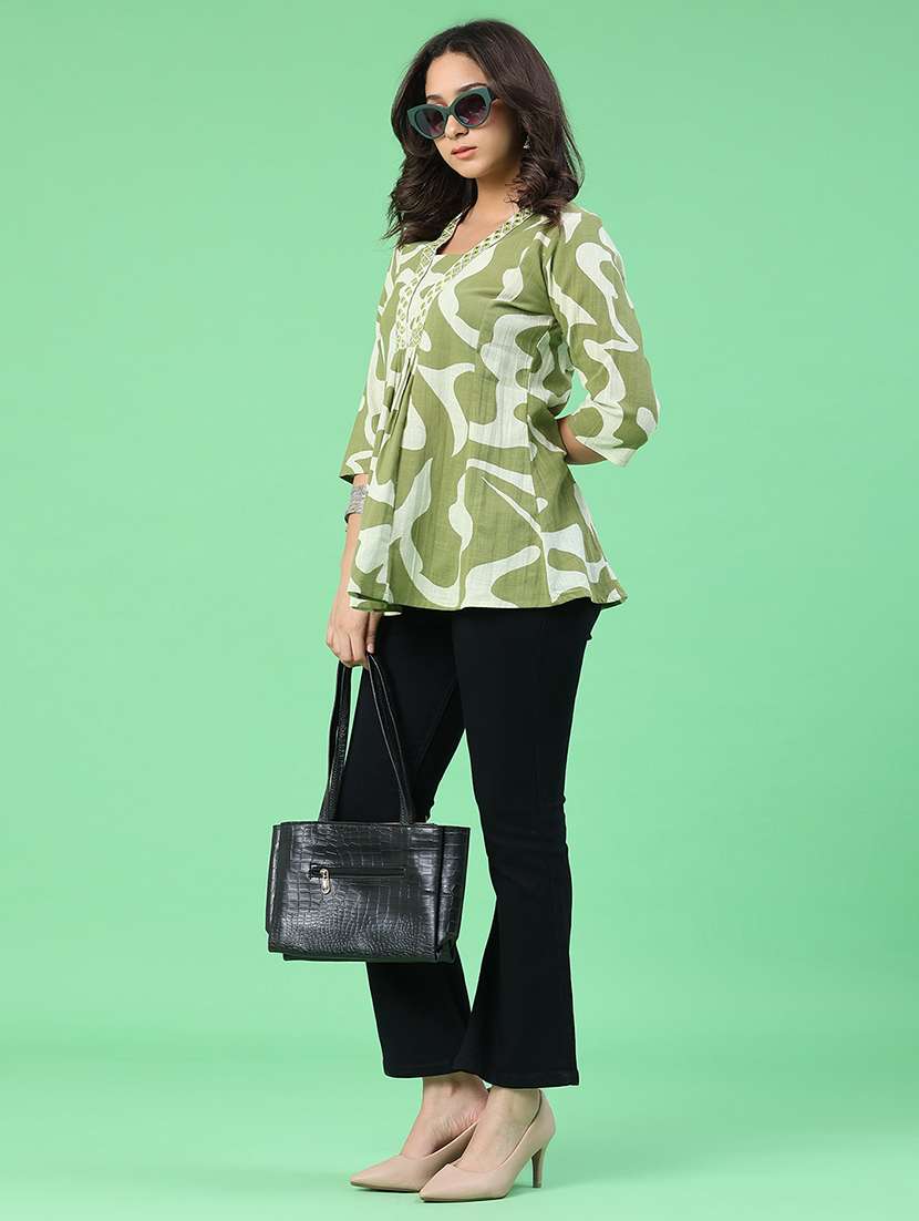 women printed three quarter sleeves a-line kurti - 22289494 -  Standard Image - 5