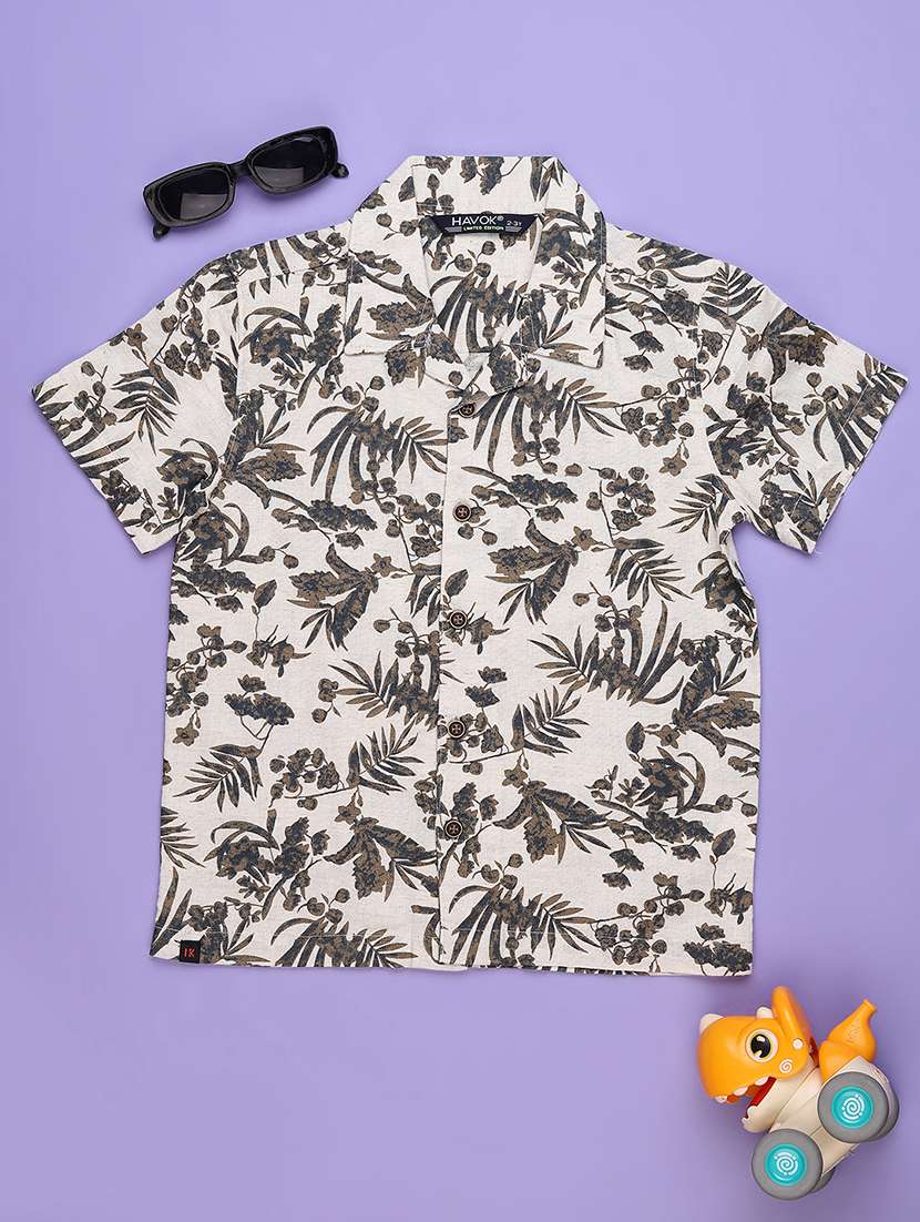 boys printed collared short sleeve shirt