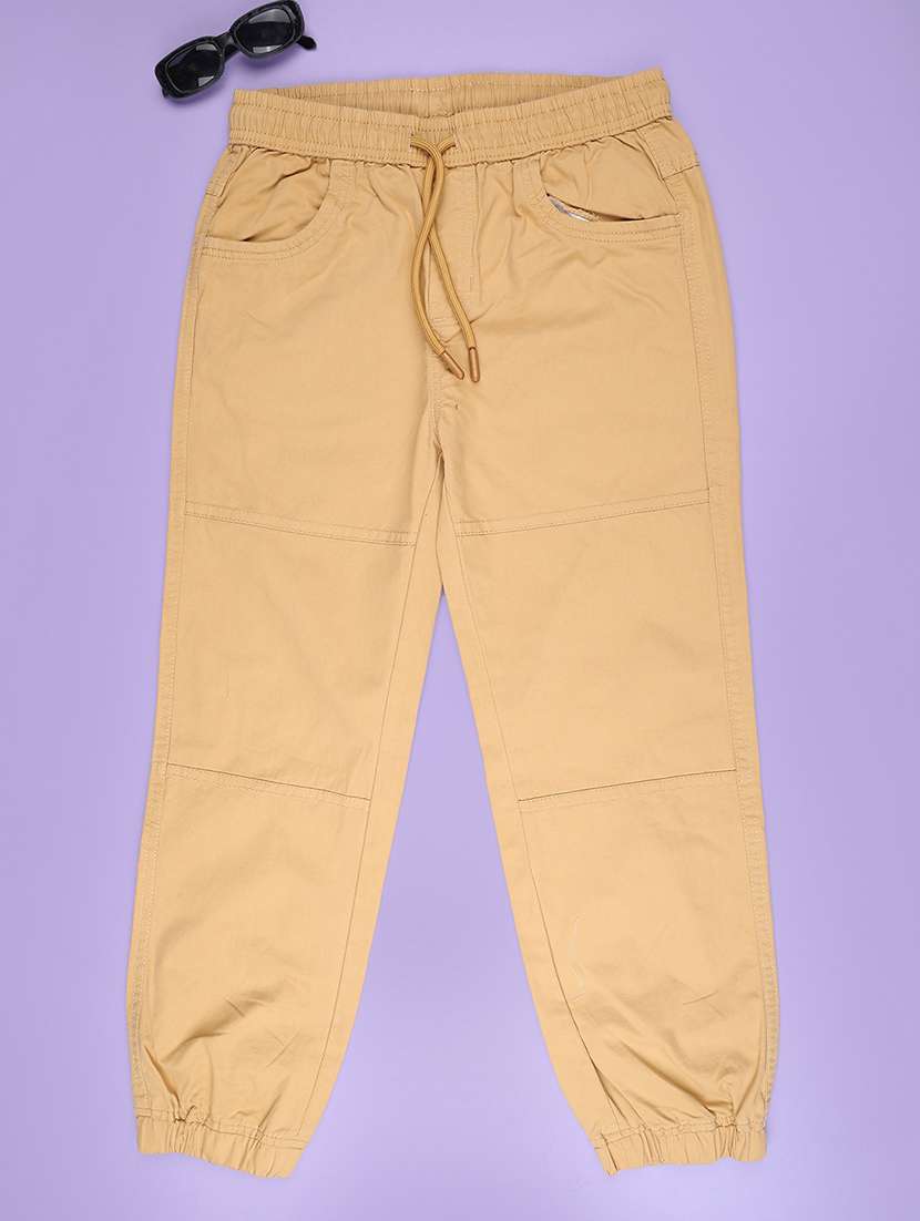 khaki poly cotton plain jogger