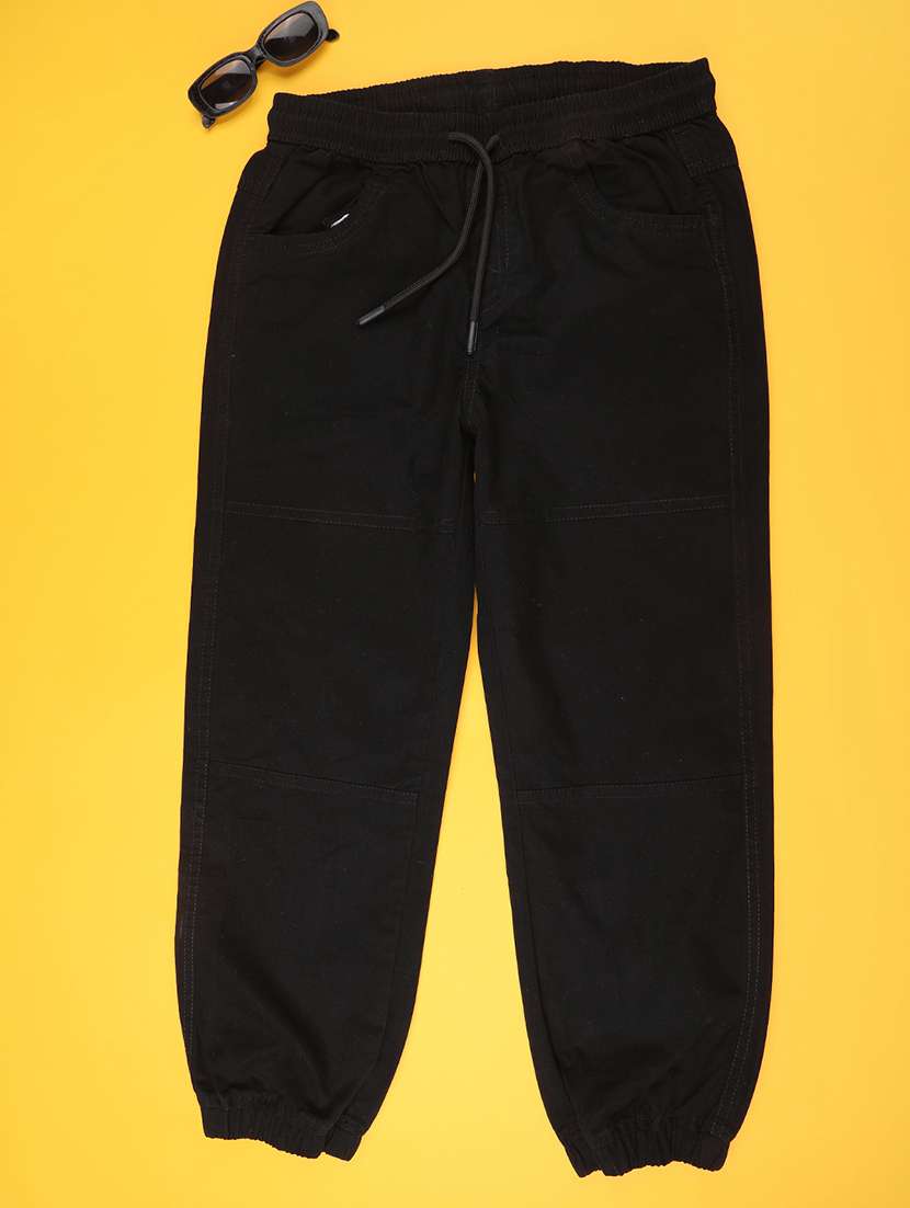 black poly cotton plain jogger
