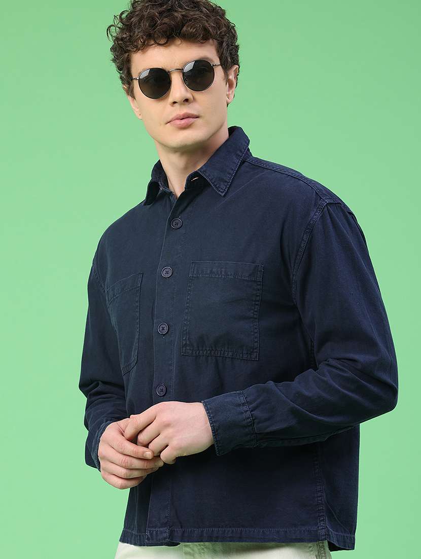 men solid long sleeves casual shirt