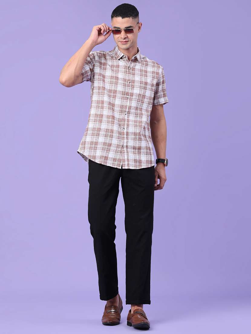 men solid mid rise regular fit chinos - 22289883 -  Standard Image - 5