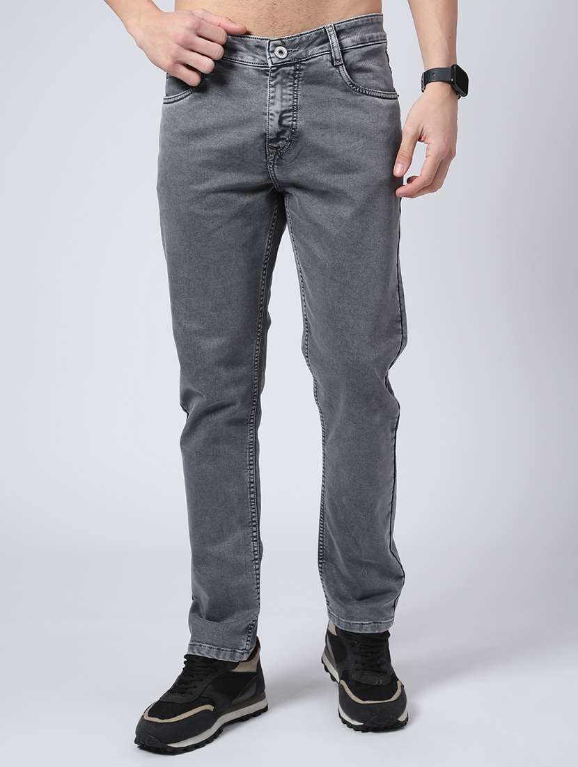 men solid mid rise slim fit jean