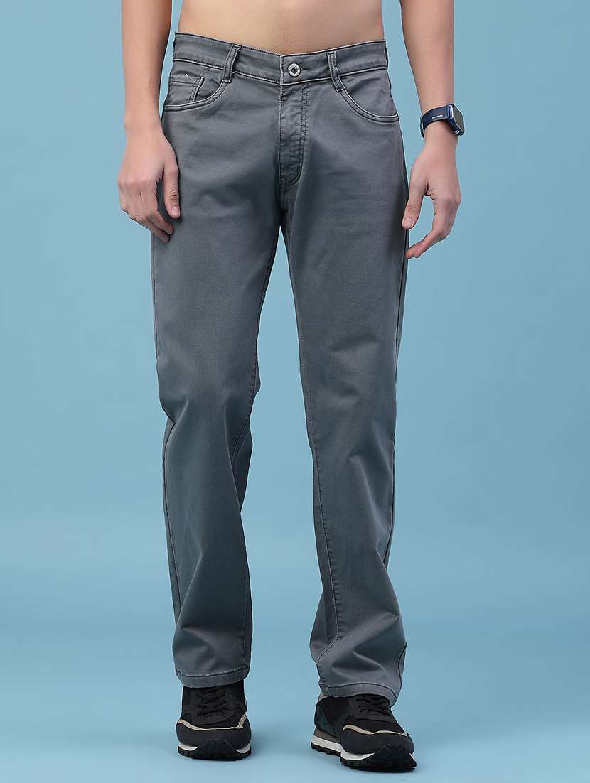 men plain mid rise full length jeans