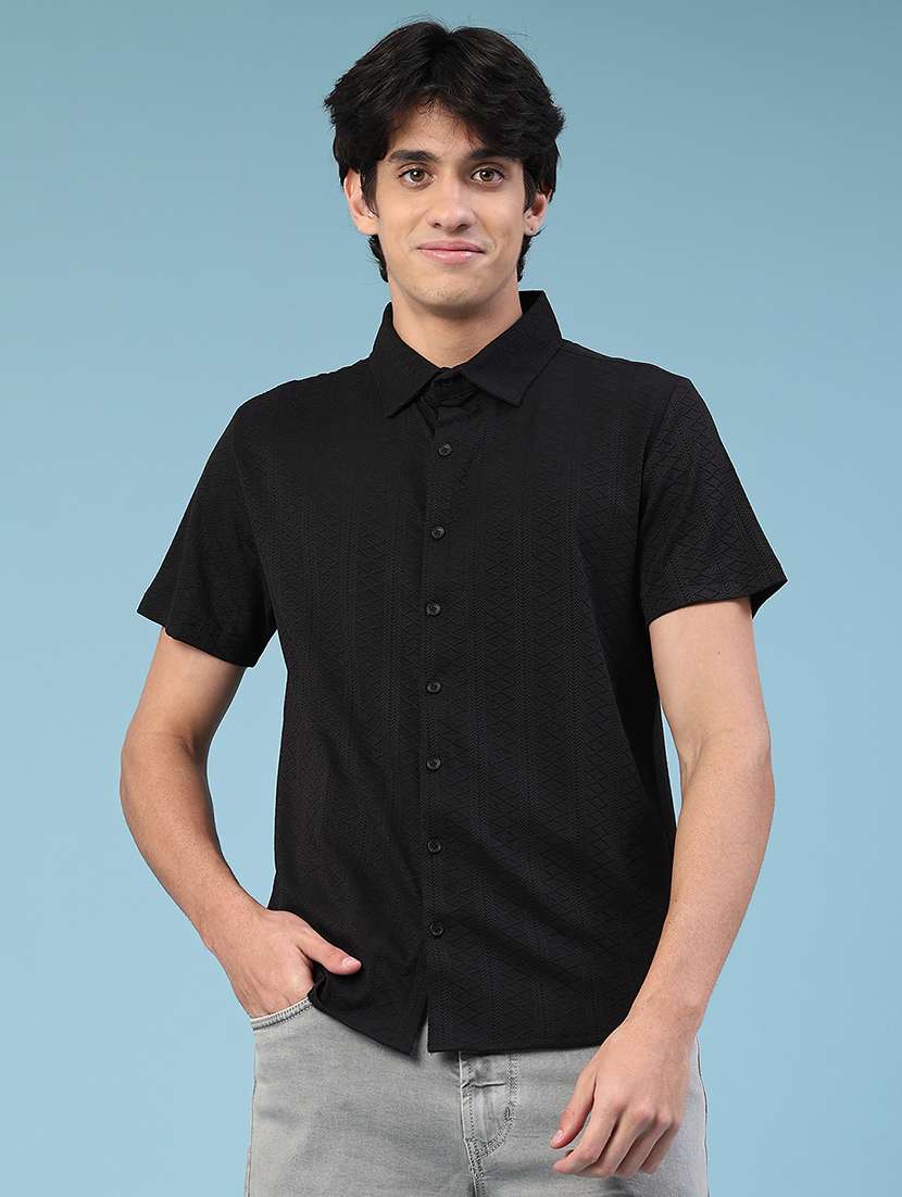black polyester casual shirt