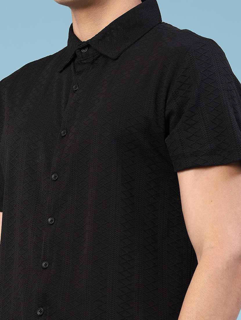 black polyester casual shirt - 22289895 -  Standard Image - 3