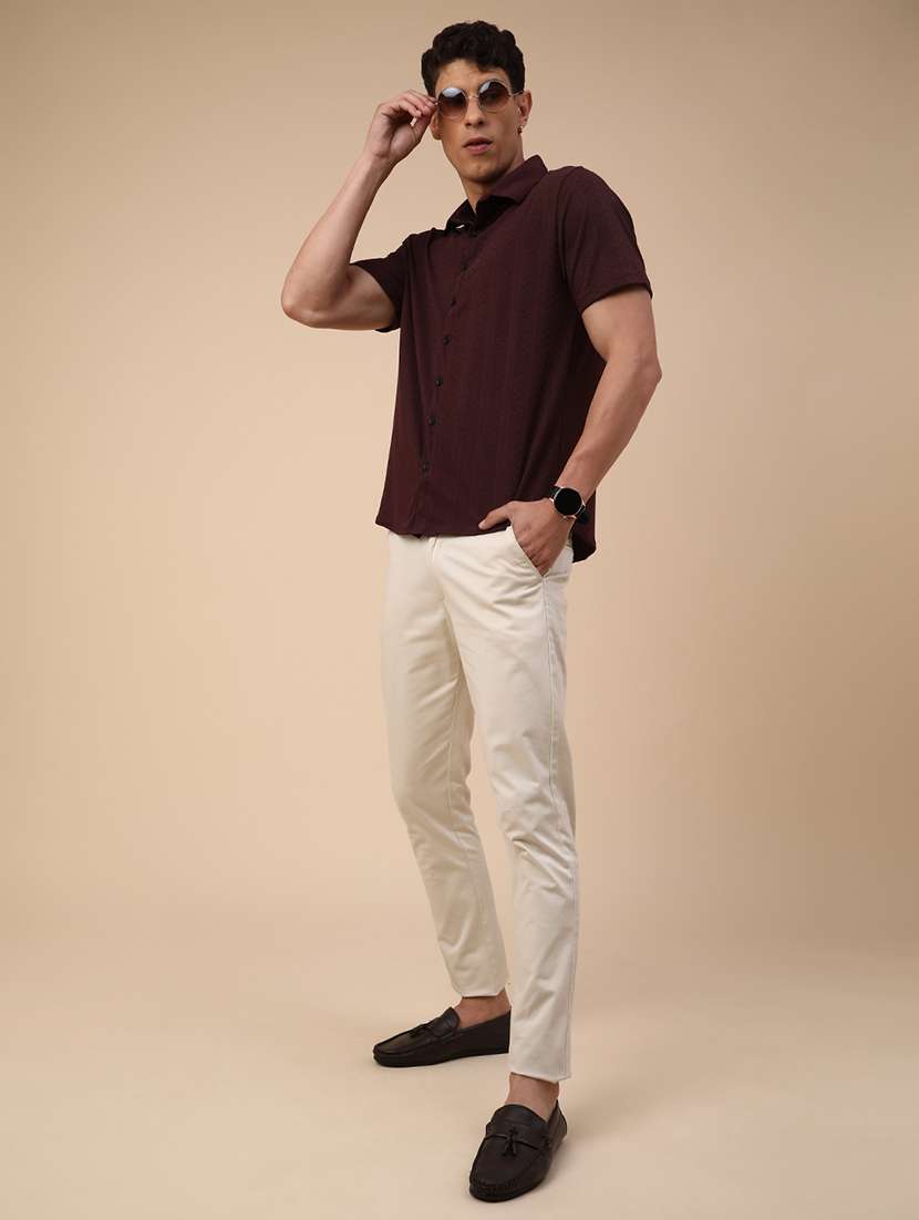 maroon polyester casual shirt - 22289896 -  Standard Image - 5