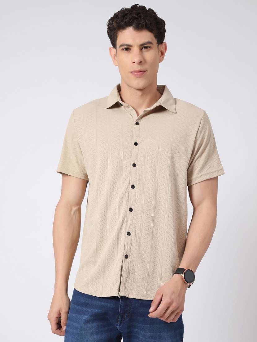 beige polyester casual shirt
