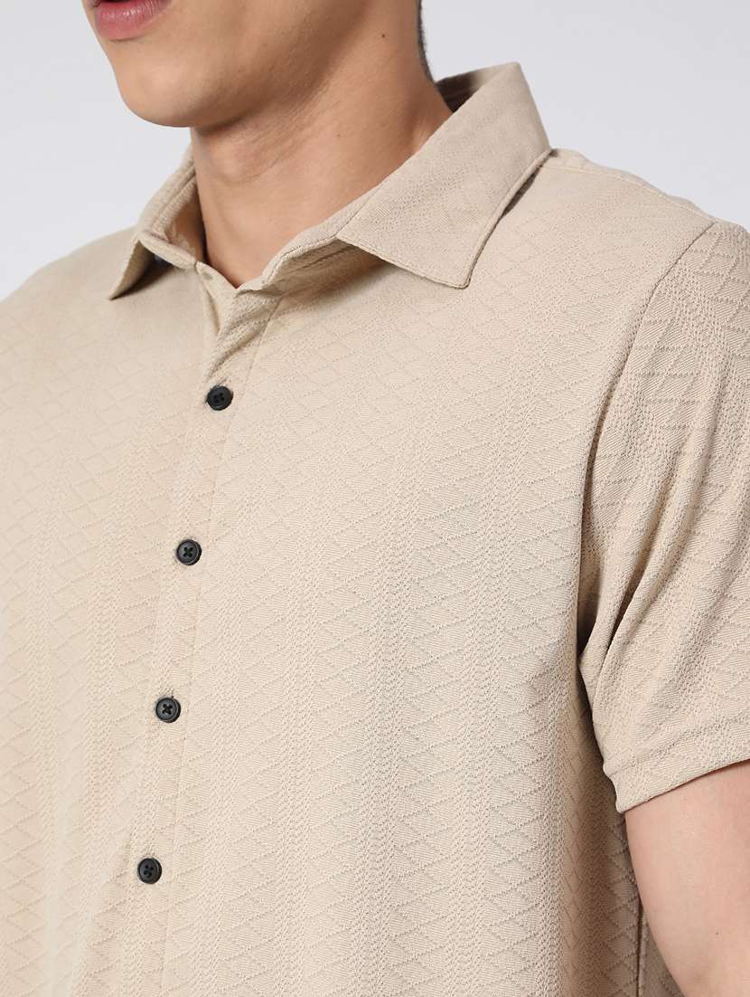 beige polyester casual shirt - 22289897 -  Standard Image - 3