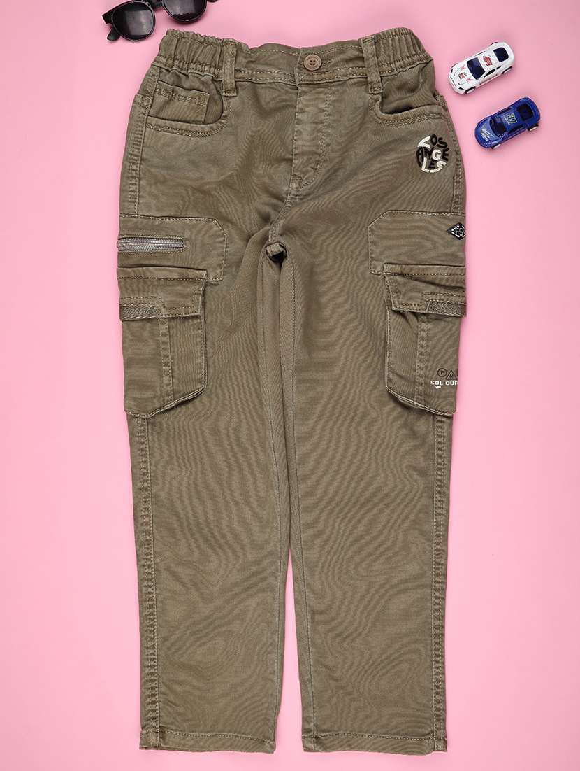 girls solid mid rise cargo